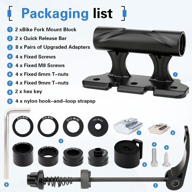 Alt view image 4 of 7 - 2PCS Bike Fork Mount Block, Alloy Quick Release Thru Axle