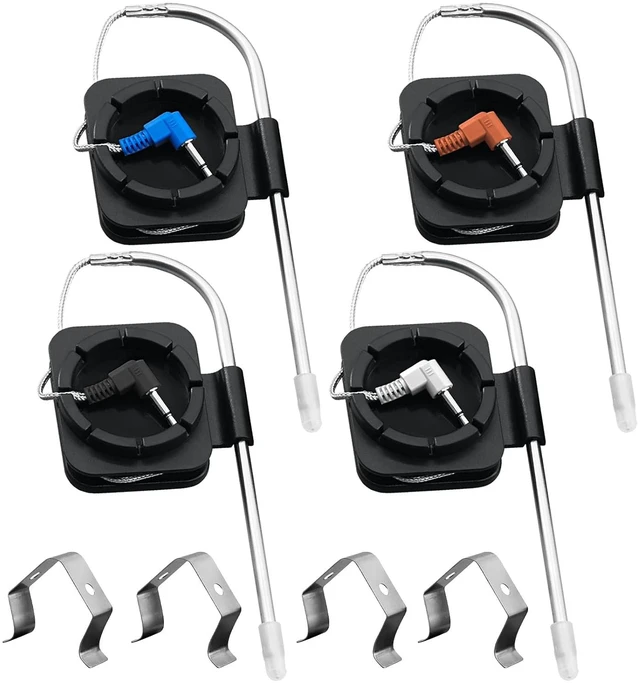 Main image of 4 Pack Meat Temperature Probe Replacement for Pit Boss Traeger Louisiana Pellet Grill Smokers, 3.5 mm Plug Meat Thermometer Probes with 4 PCS Magnetic Meat Thermometer Probe Spool Wrap