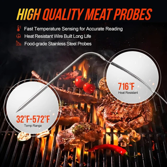 Alt view image 3 of 7 - 4 Pack Meat Temperature Probe Replacement for Pit Boss Traeger Louisiana Pellet Grill Smokers, 3.5 mm Plug Meat Thermometer Probes with 4 PCS Magnetic Meat Thermometer Probe Spool Wrap
