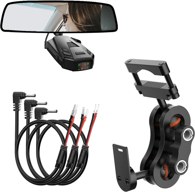 Main image of Radar Detector Mount+Rearview Mirror Hard Wire Power Cord kit 16"