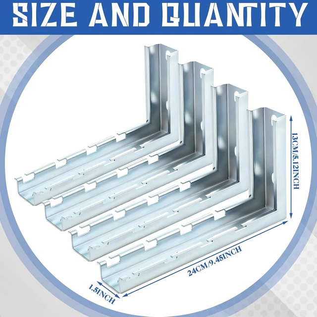 Alt view image 2 of 5 - 4 Pcs 8" L Bracket for Wire Mesh Cable Tray, Wall Mount Zinc Plated