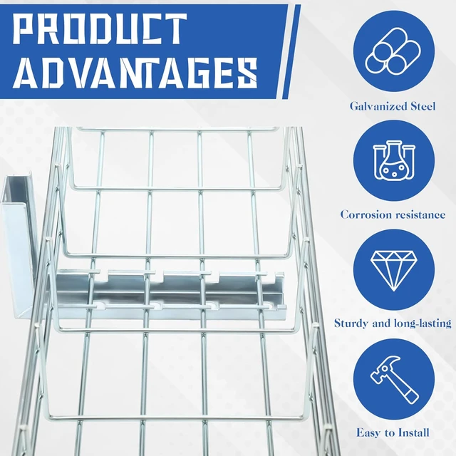 Alt view image 3 of 5 - 4 Pcs 8" L Bracket for Wire Mesh Cable Tray, Wall Mount Zinc Plated