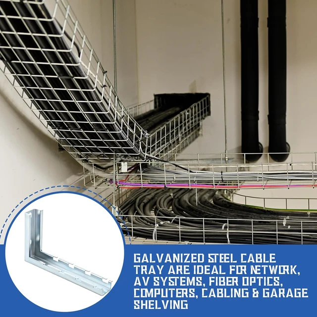 Alt view image 4 of 5 - 4 Pcs 8" L Bracket for Wire Mesh Cable Tray, Wall Mount Zinc Plated