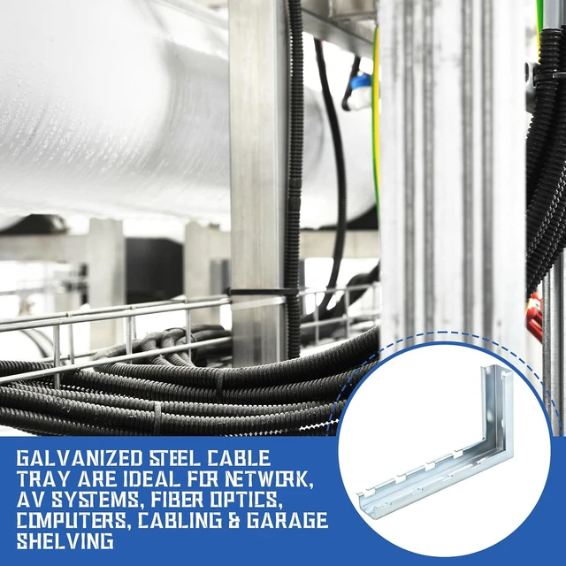 Alt view image 5 of 5 - 4 Pcs 8" L Bracket for Wire Mesh Cable Tray, Wall Mount Zinc Plated