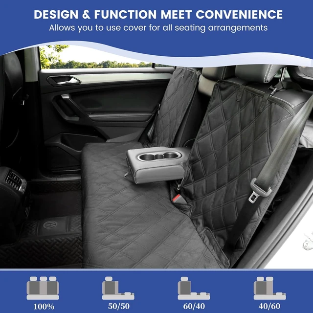 Alt view image 4 of 7 - Back Seat Cover for Large SUVs Rear Split Bench - Heavy-Duty 900D Waterproof Non-Slip Car Seat Protector for Messy Kids & Drooling Dogs, Easy Clean(Black)