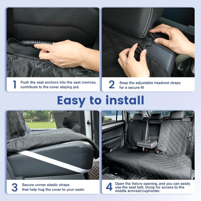 Alt view image 7 of 7 - Back Seat Cover for Large SUVs Rear Split Bench - Heavy-Duty 900D Waterproof Non-Slip Car Seat Protector for Messy Kids & Drooling Dogs, Easy Clean(Black)