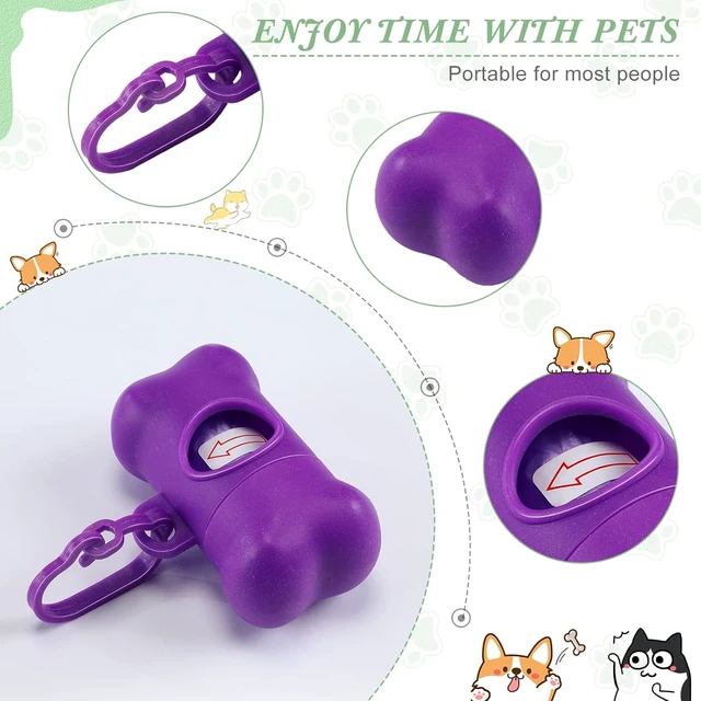 Alt view image 3 of 6 - 80 Pcs Dog Poop Bag Dispenser with Dog Waste Bags, Bone Shape
