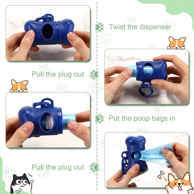 Alt view image 4 of 6 - 80 Pcs Dog Poop Bag Dispenser with Dog Waste Bags, Bone Shape