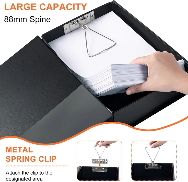 Alt view image 3 of 7 - Storage File Boxes 4 Pack, Foldable File Box with Clip, 88mm Spine, Black