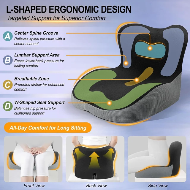 Alt view image 3 of 7 - Car Seat Cushion with Lumbar Support Pillow, Car Back Support