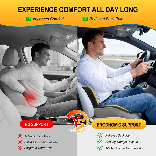 Alt view image 5 of 7 - Car Seat Cushion with Lumbar Support Pillow, Car Back Support