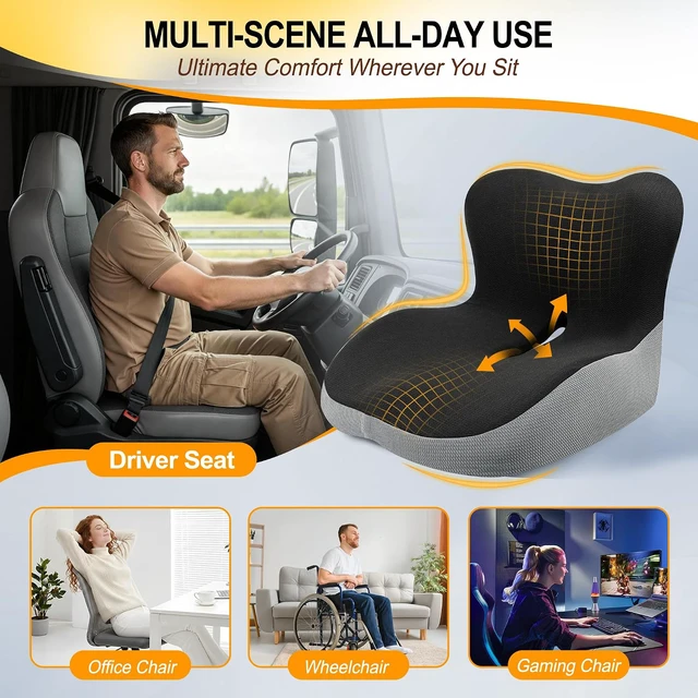 Alt view image 7 of 7 - Car Seat Cushion with Lumbar Support Pillow, Car Back Support