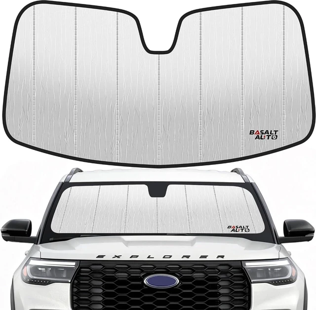 Main image of 2020-2024 Explorer Windshield Sun Shade Compatible for 2020-2024 Ford Explorer Silver Reflective Foldable Front Sun Visor Sunshade Protector with Storage Bag Keep Interior Cool