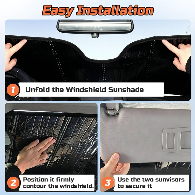 Alt view image 7 of 7 - 2020-2024 Explorer Windshield Sun Shade Compatible for 2020-2024 Ford Explorer Silver Reflective Foldable Front Sun Visor Sunshade Protector with Storage Bag Keep Interior Cool