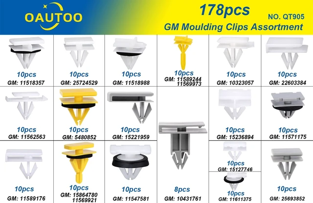 Alt view image 2 of 4 - 178pcs Body Side & Exterior Trim Rocker Molding Clips Assortment for GM Buick Cadillac Chevy GMC