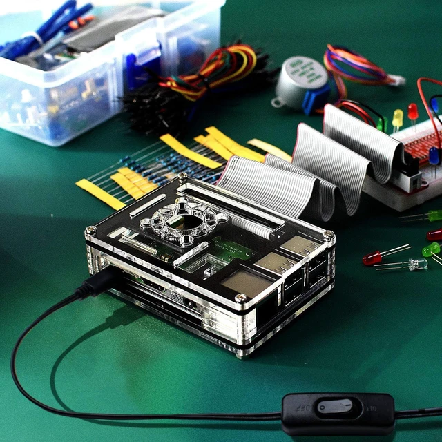 Alt view image 5 of 6 - Case for Raspberry Pi 4, Acrylic Case with Cooling Fan, 4PCS Heatsinks, 5V 3A USB-C Power Supply for Raspberry Pi 4 Model B (RPI 4 Board Not Included) - Black (Case for Raspberry Pi 3)
