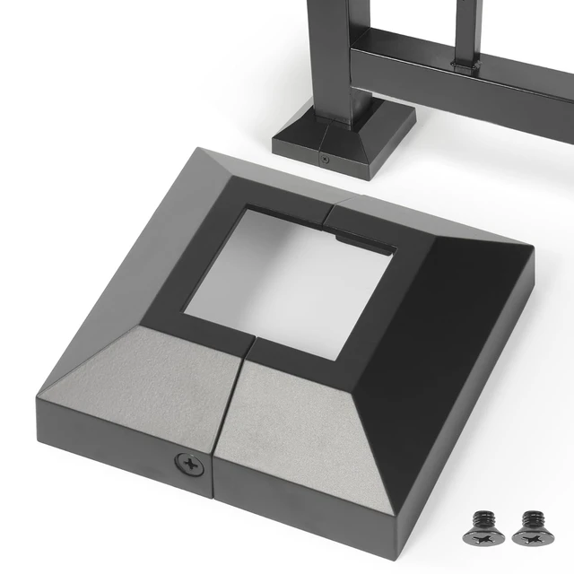 Main image of 2.0"x2.0"Actual: 2.0"x2.0" Deck Post Base Cover Decorative Post Base Trim Skirt Black Aluminum 2Pack