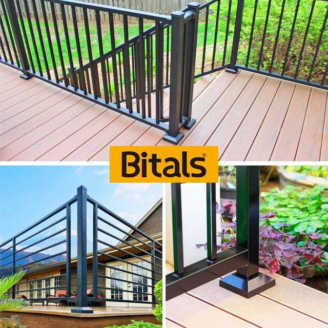 Alt view image 6 of 6 - 2.0"x2.0"Actual: 2.0"x2.0" Deck Post Base Cover Decorative Post Base Trim Skirt Black Aluminum 2Pack