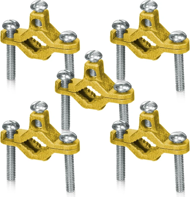 Main image of Direct Burial Copper Ground Pipe Clamps (½"-1"), 5/16x18 Thread, 2-5" Wire Range for Connecting Grounding Electrodes to Copper Tubing & Pipe