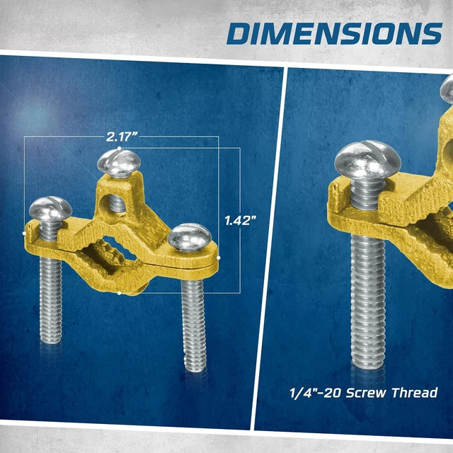 Alt view image 3 of 7 - Direct Burial Copper Ground Pipe Clamps (½"-1"), 5/16x18 Thread, 2-5" Wire Range for Connecting Grounding Electrodes to Copper Tubing & Pipe