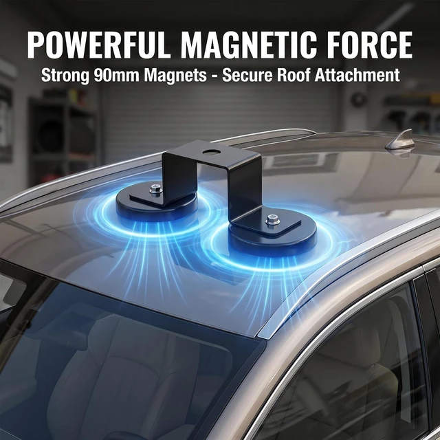 Alt view image 3 of 6 - Heavy Duty Dual Magnetic Antenna Mount Base, NMO to UHF SO239 Female Adapter, Dual 90mm Magnets, No-Drill Roof Installation for Vehicle Mobile Radio Antennas