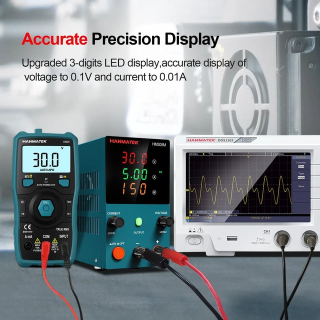 Alt view image 3 of 7 - DC Power Supply (0-30 V 0-5 A) HM305M Mini Variable Switching Digital Bench Power Supply