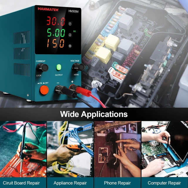 Alt view image 6 of 7 - DC Power Supply (0-30 V 0-5 A) HM305M Mini Variable Switching Digital Bench Power Supply