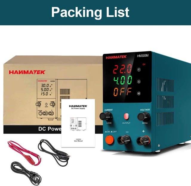 Alt view image 7 of 7 - DC Power Supply (0-30 V 0-5 A) HM305M Mini Variable Switching Digital Bench Power Supply