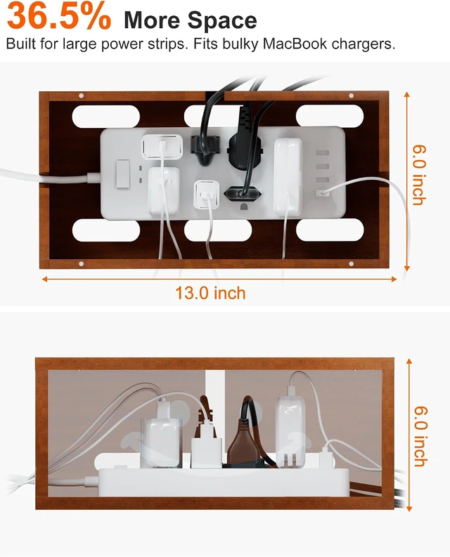 Alt view image 3 of 7 - Solid Wood Cable Management Box, Cute Smile Cord Hider Box for Desk