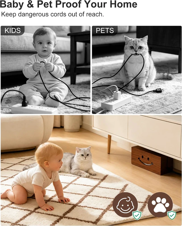 Alt view image 7 of 7 - Solid Wood Cable Management Box, Cute Smile Cord Hider Box for Desk