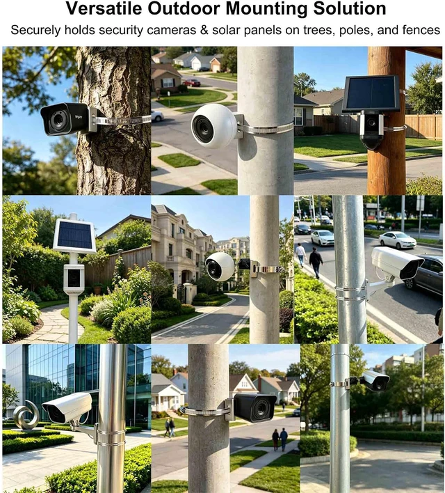 Alt view image 3 of 7 - 4-Pack Pole Mount Bracket, 304 SS Sign Mount for Solar, Fence, 5.9"-15.7"