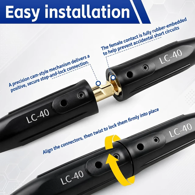 Alt view image 4 of 6 - 3 Pack LC-40 Welding Leads Quick Connector, Welding Cable Connectors