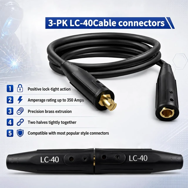 Alt view image 6 of 6 - 3 Pack LC-40 Welding Leads Quick Connector, Welding Cable Connectors