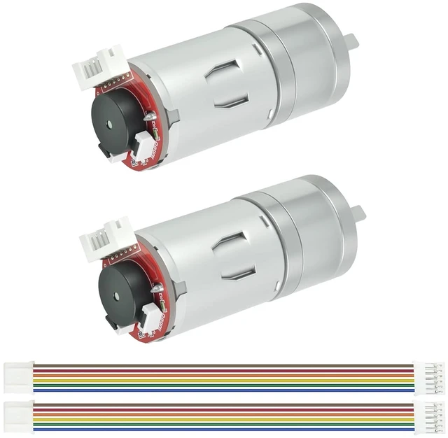 Main image of 2Pcs Gear Motor with Encoder DC 12V 100RPM Gear Ratio 1:45 D Shaft Metal Encoder Gear Motor Silver for Smart car/Robot RC Model DIY Engine