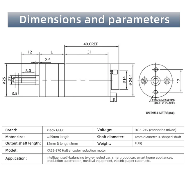 Alt view image 3 of 7 - 2Pcs Gear Motor with Encoder DC 12V 100RPM Gear Ratio 1:45 D Shaft Metal Encoder Gear Motor Silver for Smart car/Robot RC Model DIY Engine