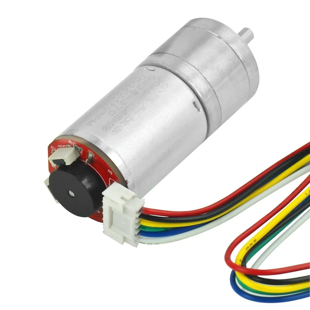 Alt view image 6 of 7 - 2Pcs Gear Motor with Encoder DC 12V 100RPM Gear Ratio 1:45 D Shaft Metal Encoder Gear Motor Silver for Smart car/Robot RC Model DIY Engine