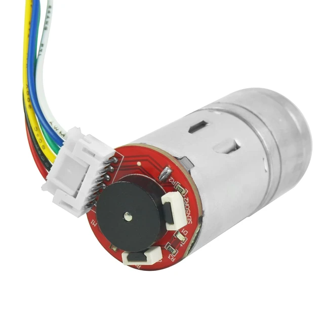 Alt view image 7 of 7 - 2Pcs Gear Motor with Encoder DC 12V 100RPM Gear Ratio 1:45 D Shaft Metal Encoder Gear Motor Silver for Smart car/Robot RC Model DIY Engine