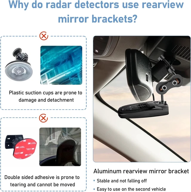 Alt view image 6 of 7 - Radar Detector Mount+Rearview Mirror Hard Wire Power Cord kit 16"