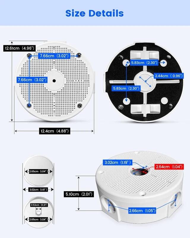 Alt view image 3 of 7 - Universal Security Camera Junction Boxes, Hide Cable Concealment Box