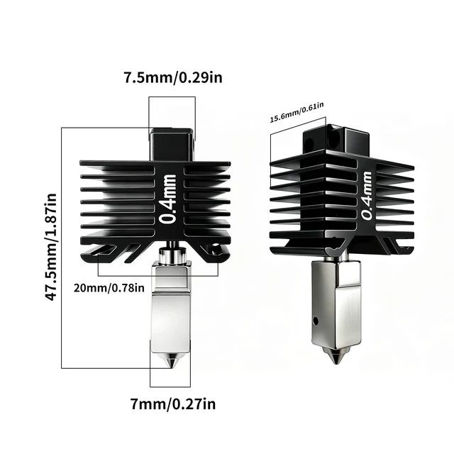 Alt view image 6 of 7 - P1S/P1P 0.4mm Hotend Kit,Hardened Steel Nozzle for Bambu Lab P1 Series