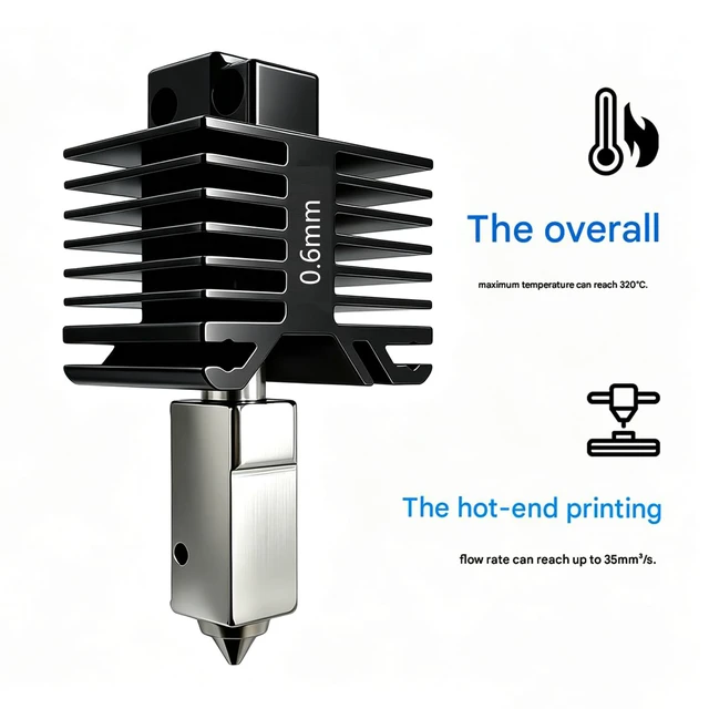 Alt view image 7 of 7 - P1S/P1P 0.4mm Hotend Kit,Hardened Steel Nozzle for Bambu Lab P1 Series