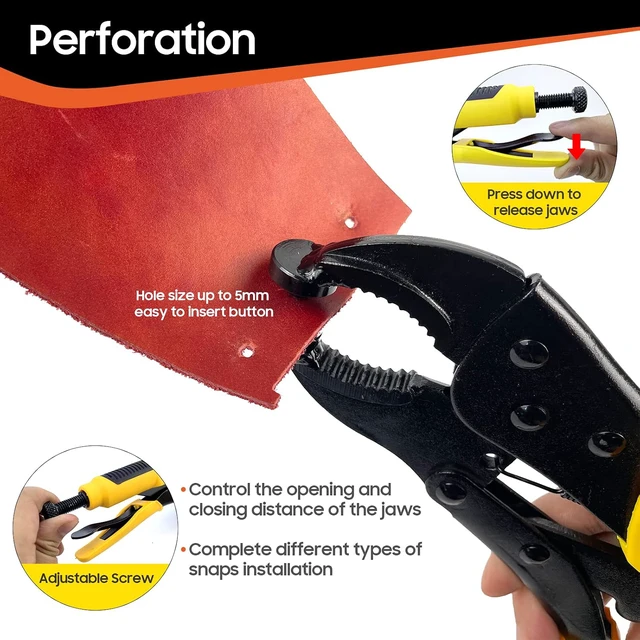 Alt view image 5 of 7 - Heavy Duty Snap Fastener Tool kit, Punching Function, Snap Button Tool with Adjustable Setter, 15mm snap Tool with 100 Sets Boat Cover Snaps
