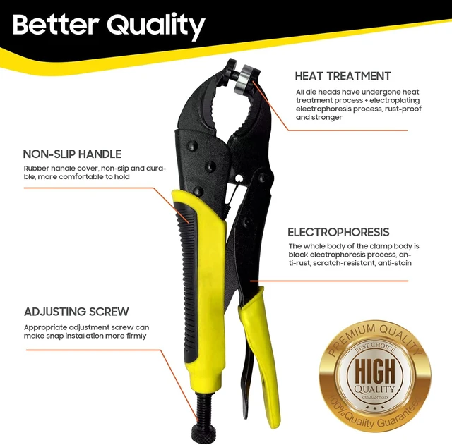 Alt view image 7 of 7 - Heavy Duty Snap Fastener Tool kit, Punching Function, Snap Button Tool with Adjustable Setter, 15mm snap Tool with 100 Sets Boat Cover Snaps