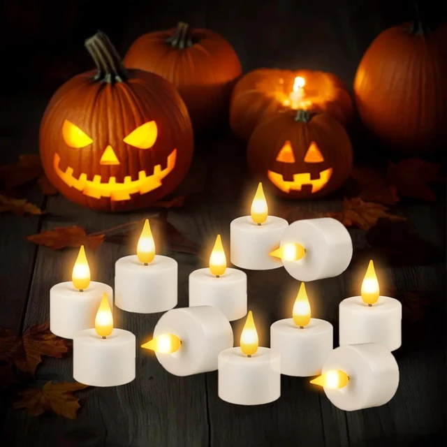Alt view image 5 of 6 - Magnetic Rechargeable Base Battery Operated 3D Flameless Flickering Led Tea Candles Light with Remote Control Timer Dimmer for Christmas Wedding Home Decor, 12pcs, White,1.45''*2.24