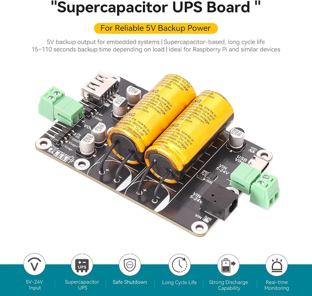 Alt view image 2 of 7 - SCap UPS Board Supercapacitor UPS Module for Raspberry Pi