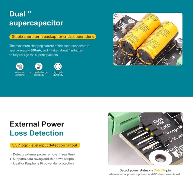 Alt view image 4 of 7 - SCap UPS Board Supercapacitor UPS Module for Raspberry Pi