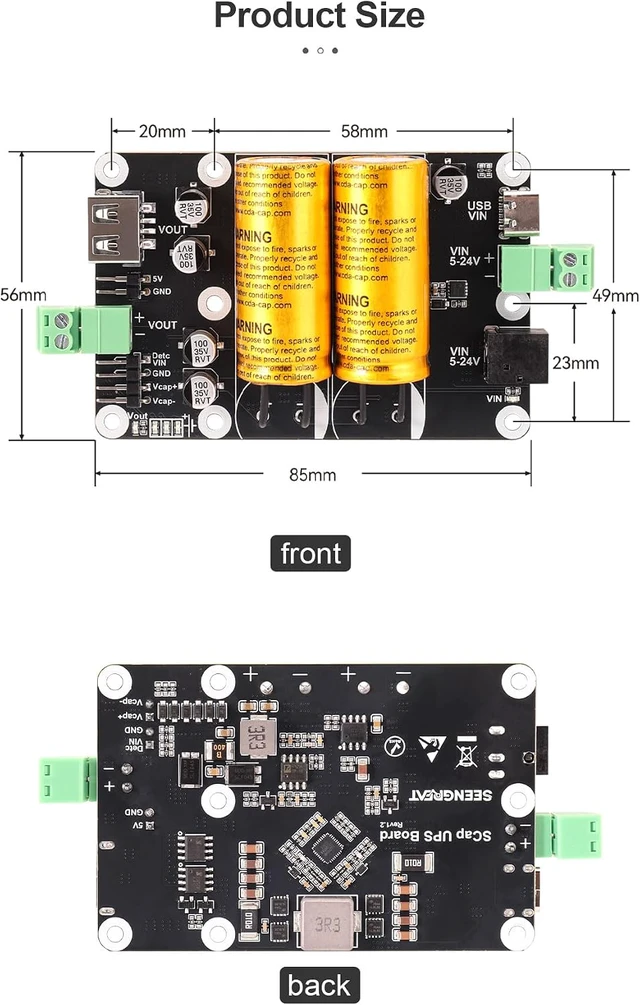 Alt view image 7 of 7 - SCap UPS Board Supercapacitor UPS Module for Raspberry Pi