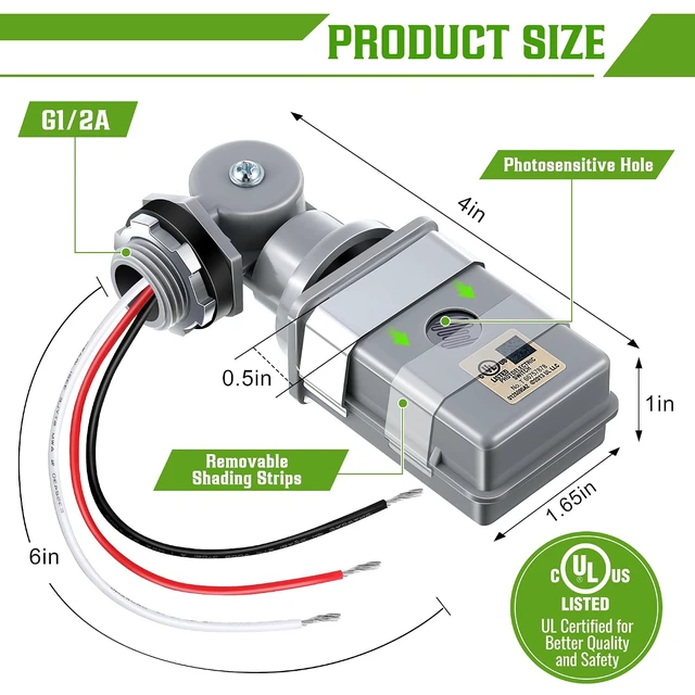 Alt view image 2 of 7 - 6 Pack Photocell Sensor for Outdoor Lights, 120VAC 50/60 Hz