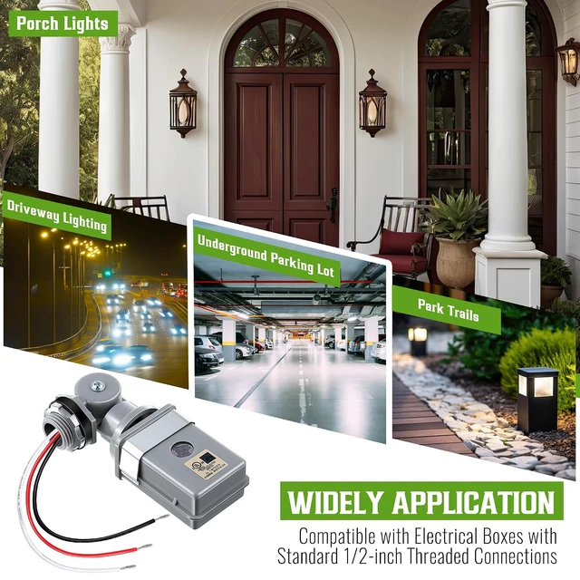 Alt view image 7 of 7 - 6 Pack Photocell Sensor for Outdoor Lights, 120VAC 50/60 Hz