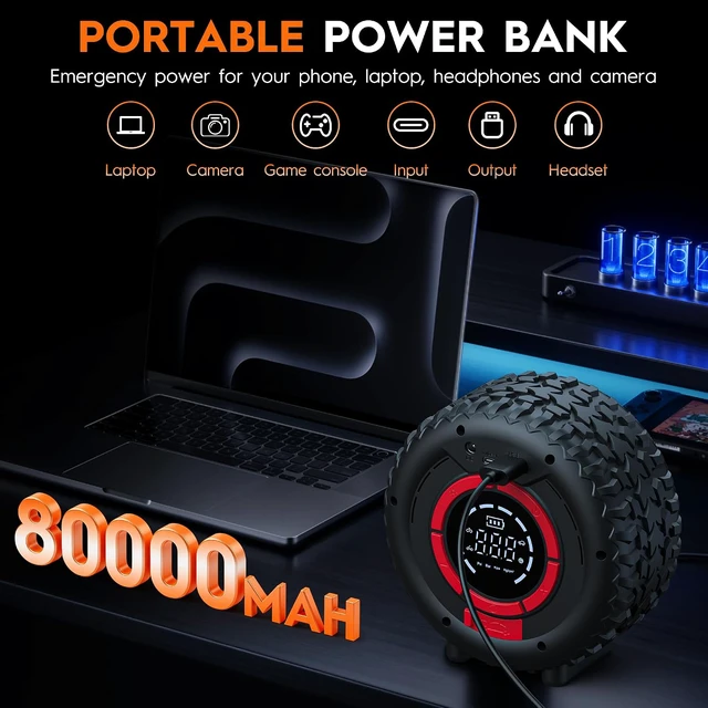 Alt view image 4 of 7 - Jump Starter with Air Compressor, 1500A Car Battery Jump Starter (4 Gas/3.5L Diesel), 150PSI Car Battery Jumper Starter Portable 12V Jump Box with Jumper Cables, LED Light, Power Bank